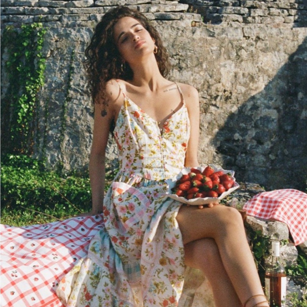 Spell Floral Midi Dress - White and Pink
